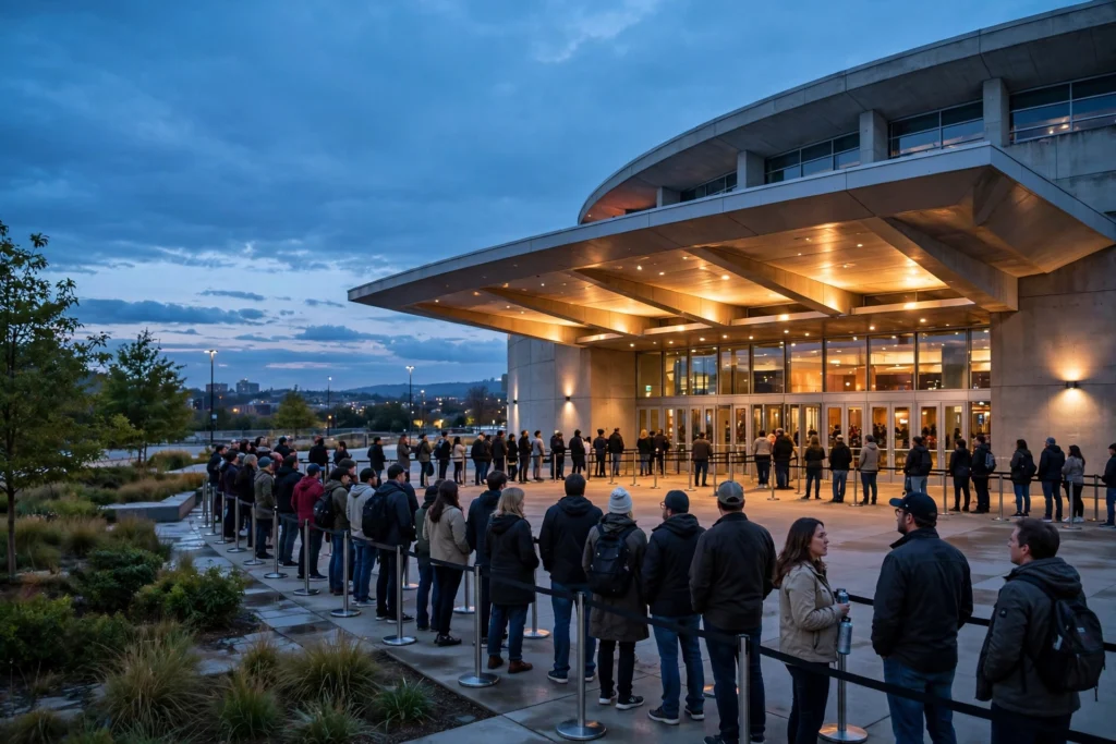 Does Ticketmaster Take Klarna? 2026 Availability by Region 6 Fans queuing outside an arena box office at dusk